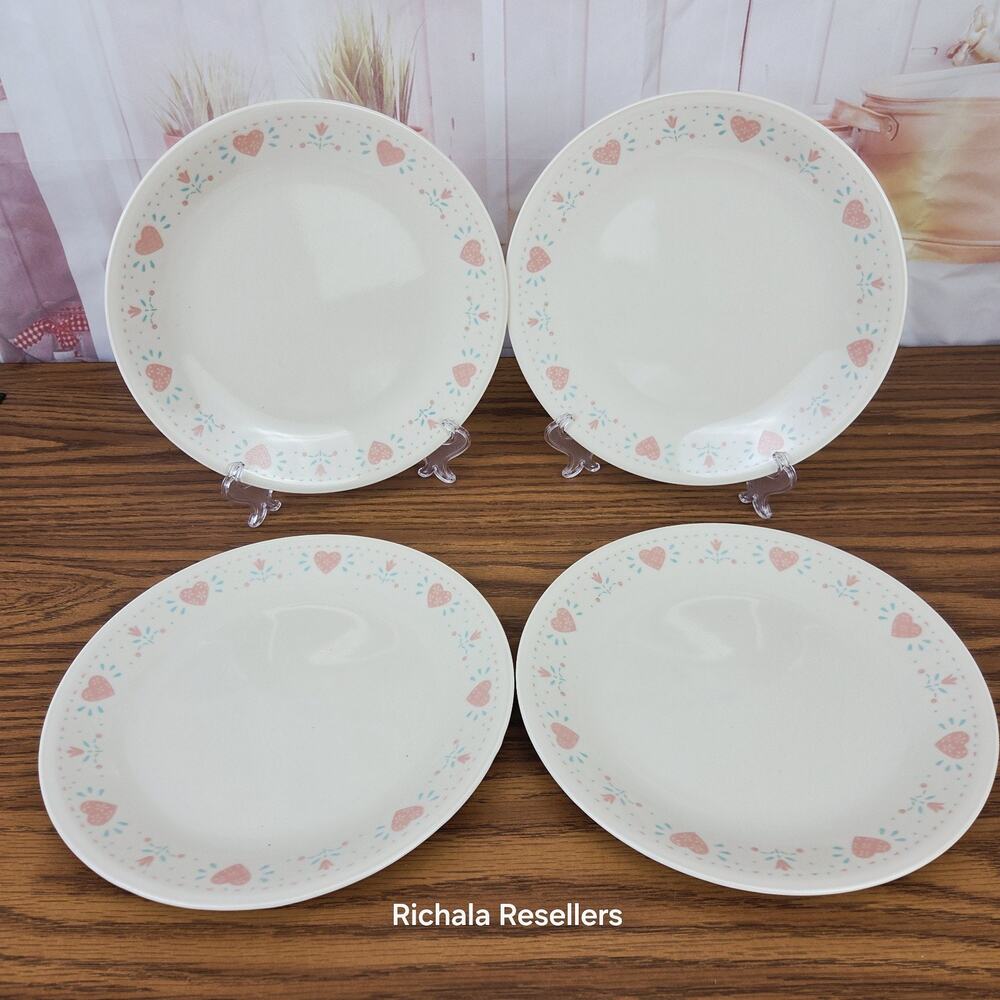 Corelle Forever Yours 8.5 " Salad Plates Lot of 4 Corning Vintage